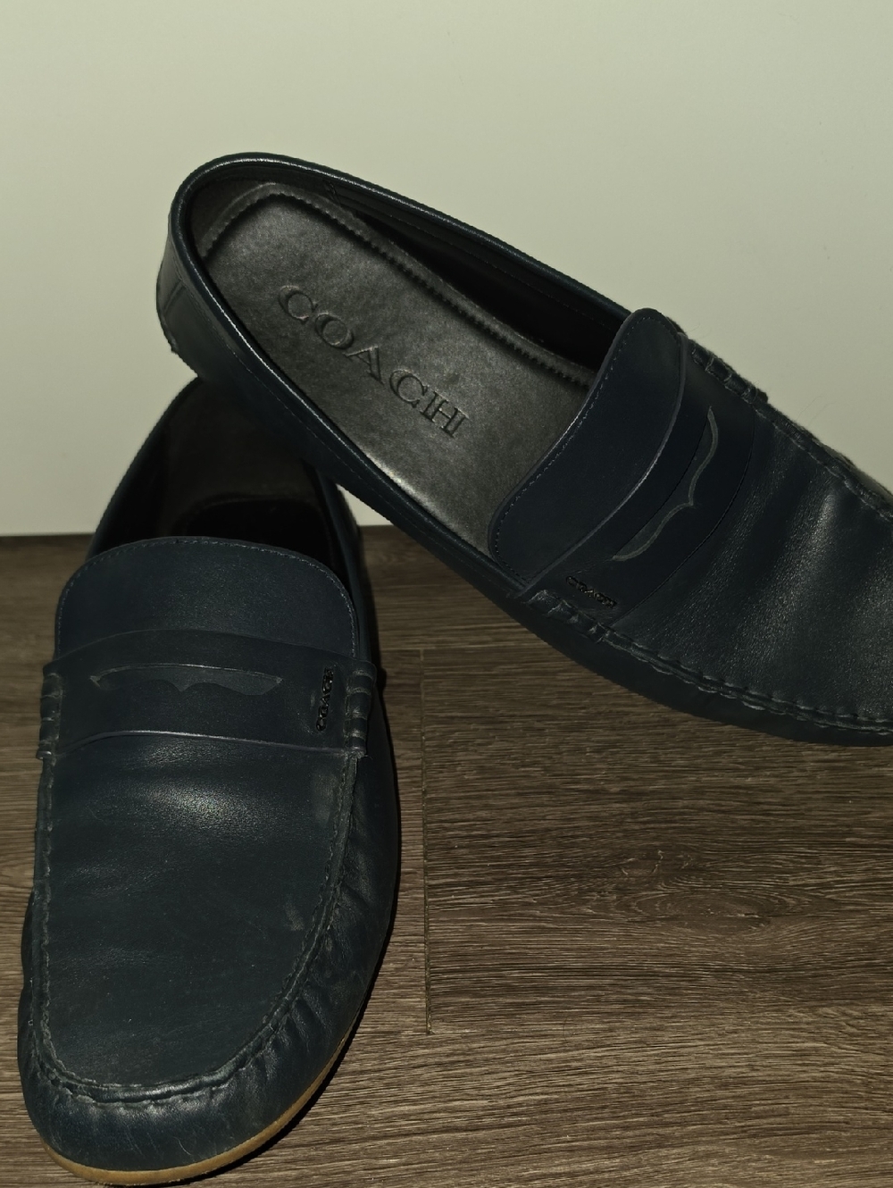 Coach - Mott Leather Driver Loafers Size 13D - Midnight Navy